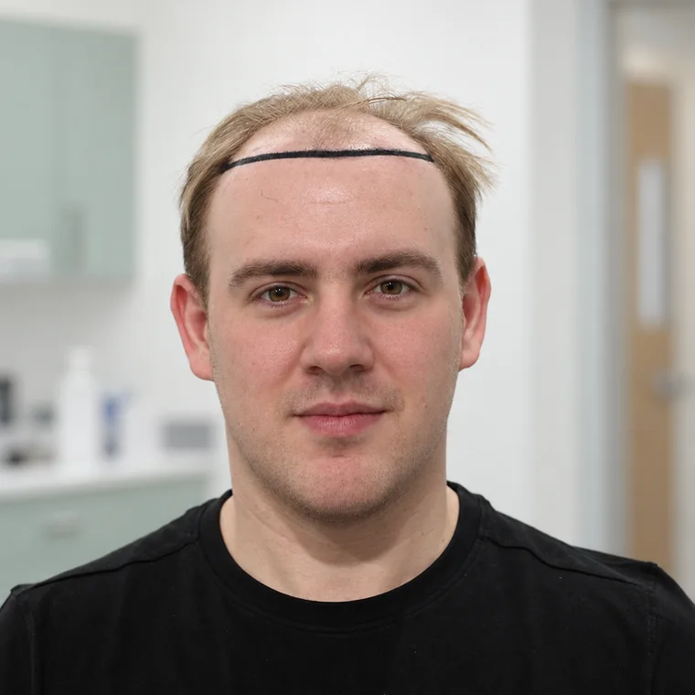 Hairline & Front Density, before, the design drawn on the patient, Hair Transplant Design Tampa