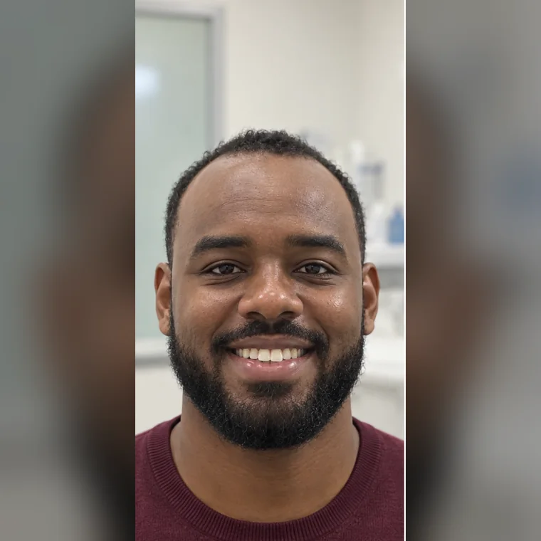 Línea frontal y entradas, antes, vista frontal, Hair Transplant Design Tampa