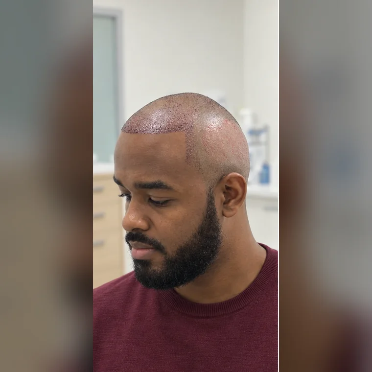 Línea frontal y entradas, el día de la cirugía, perfil, Hair Transplant Design Tampa