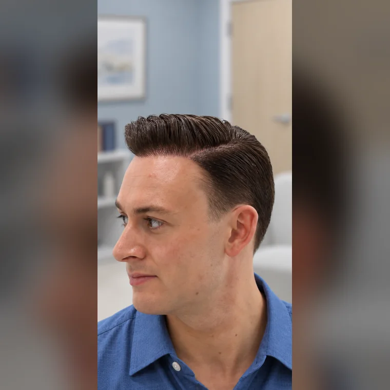 Línea frontal, zona media y coronilla, después, el lado opuesto, Hair Transplant Design Tampa