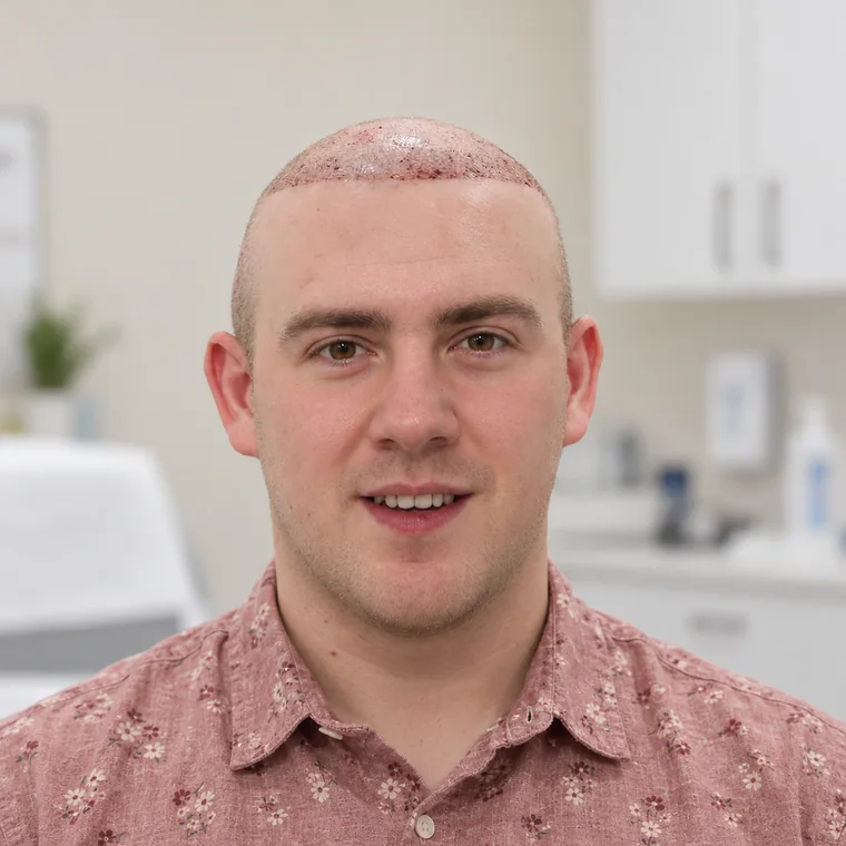 Línea frontal y densidad frontal, el día de la cirugía, Hair Transplant Design Tampa