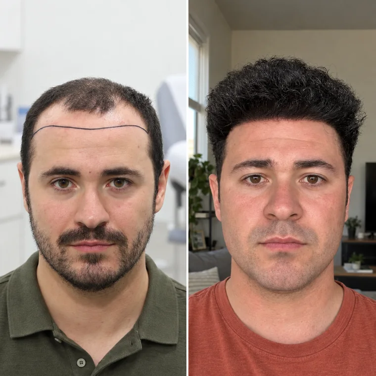 Entradas reconstruidas, antes y después, Hair Transplant Design Tampa